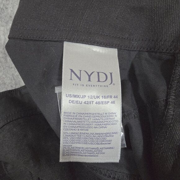 NYDJ Womens NWT Black Solid Lift/Tuck Linen Blend Bermuda Shorts Sz 12 Slimming - Picture 5 of 11
